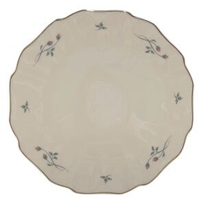 LENOX Vintage Rose Manor Cake plate Collectible Cream Pink Green with Gold trim